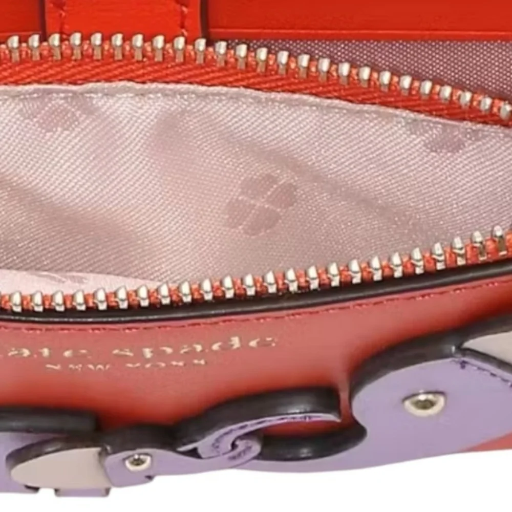 KATE SPADE ♠️ Purple elephant orange Appliqué Tiny Small Slim Bifold Wallet